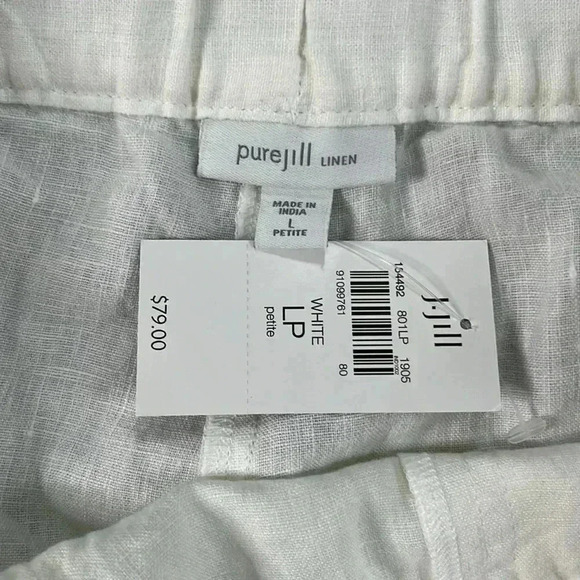 Pure Jill Linen Ankle White Pants Size PL - Picture 4 of 5